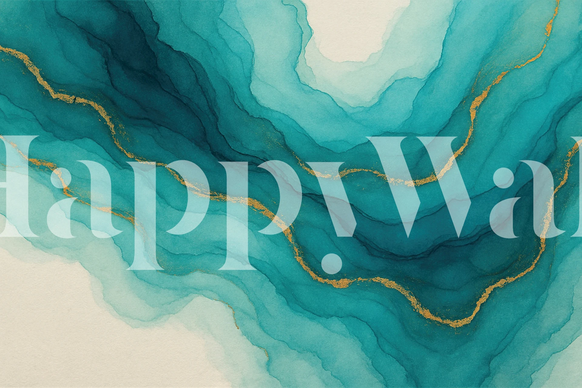 Turquoise Crest Gold Flow wallpaper
