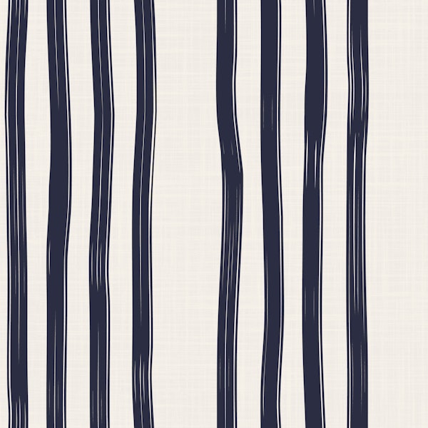Modern Navy Blue Hand Painted Stripes Large