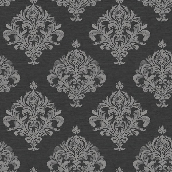 Gothic Damask Charcoal Gray