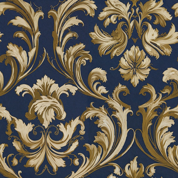 Luxury Damask Floral Navy