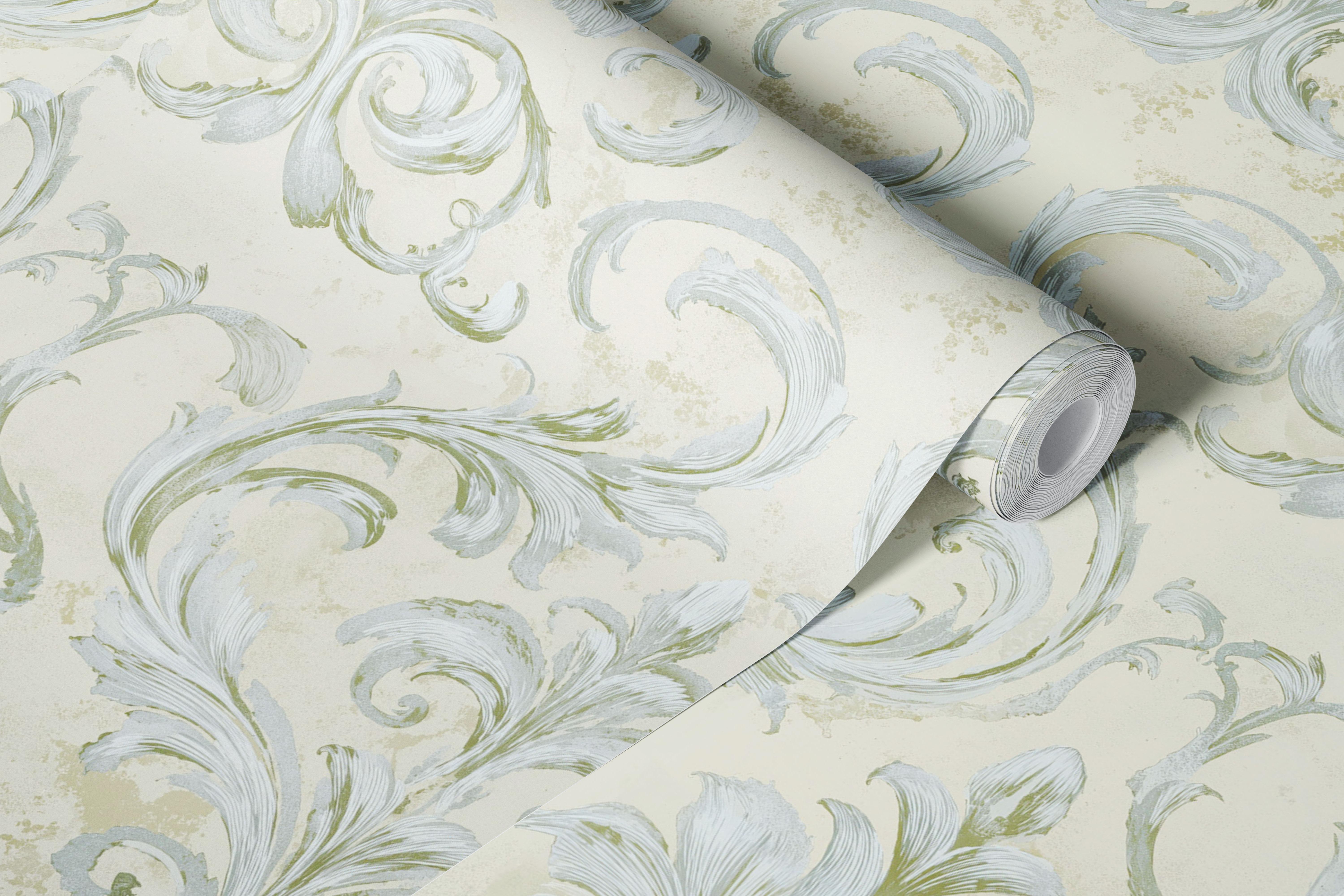 Classic Victorian Acanthus Damask wallpaper in room