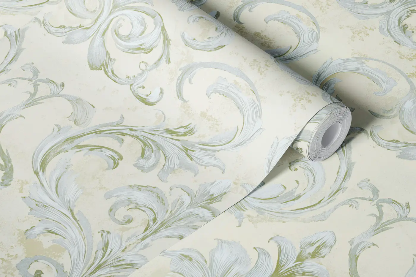 Classic Victorian Acanthus Damask wallpaper roll
