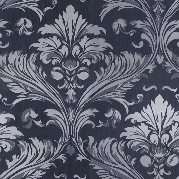 Classic Damask in Navy and Gray