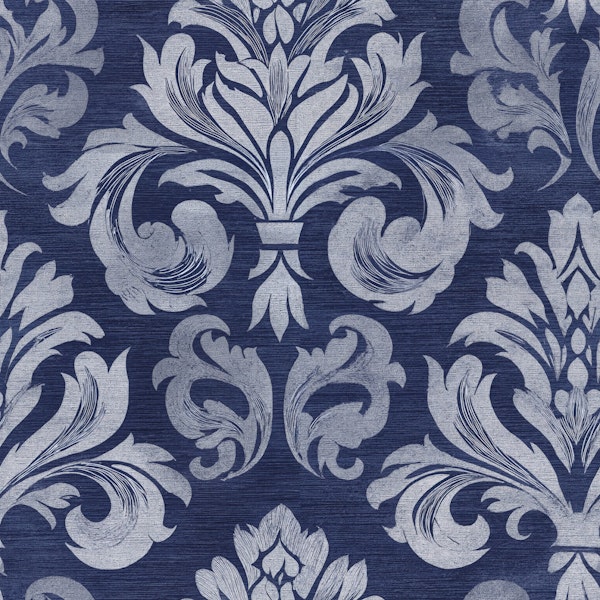 Vintage Indigo Baroque Flourish