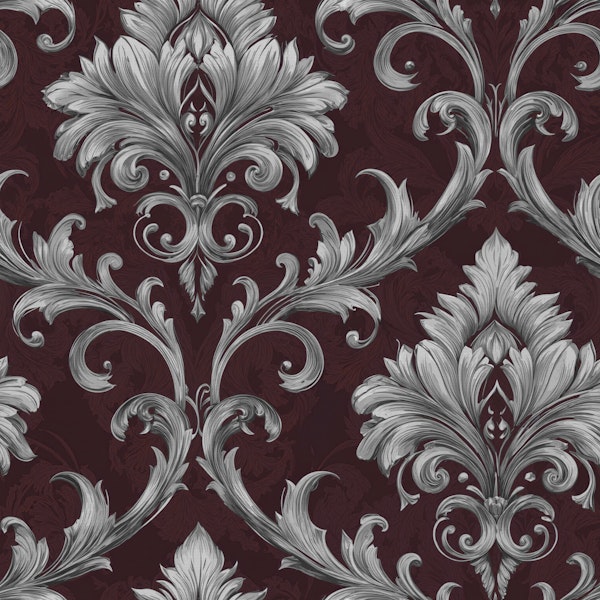 Luxury Burgundy Scroll Floral