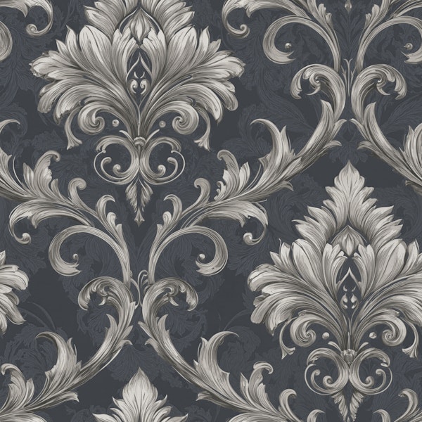 Elegant Baroque Scrollwork Gray