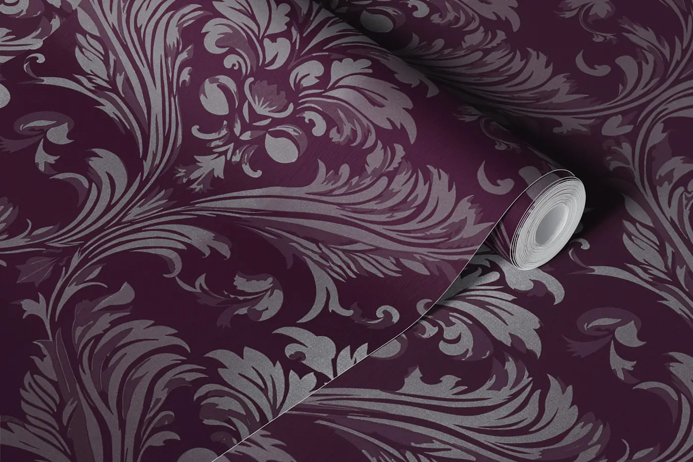 Luxury Damask Deep Purple wallpaper roll