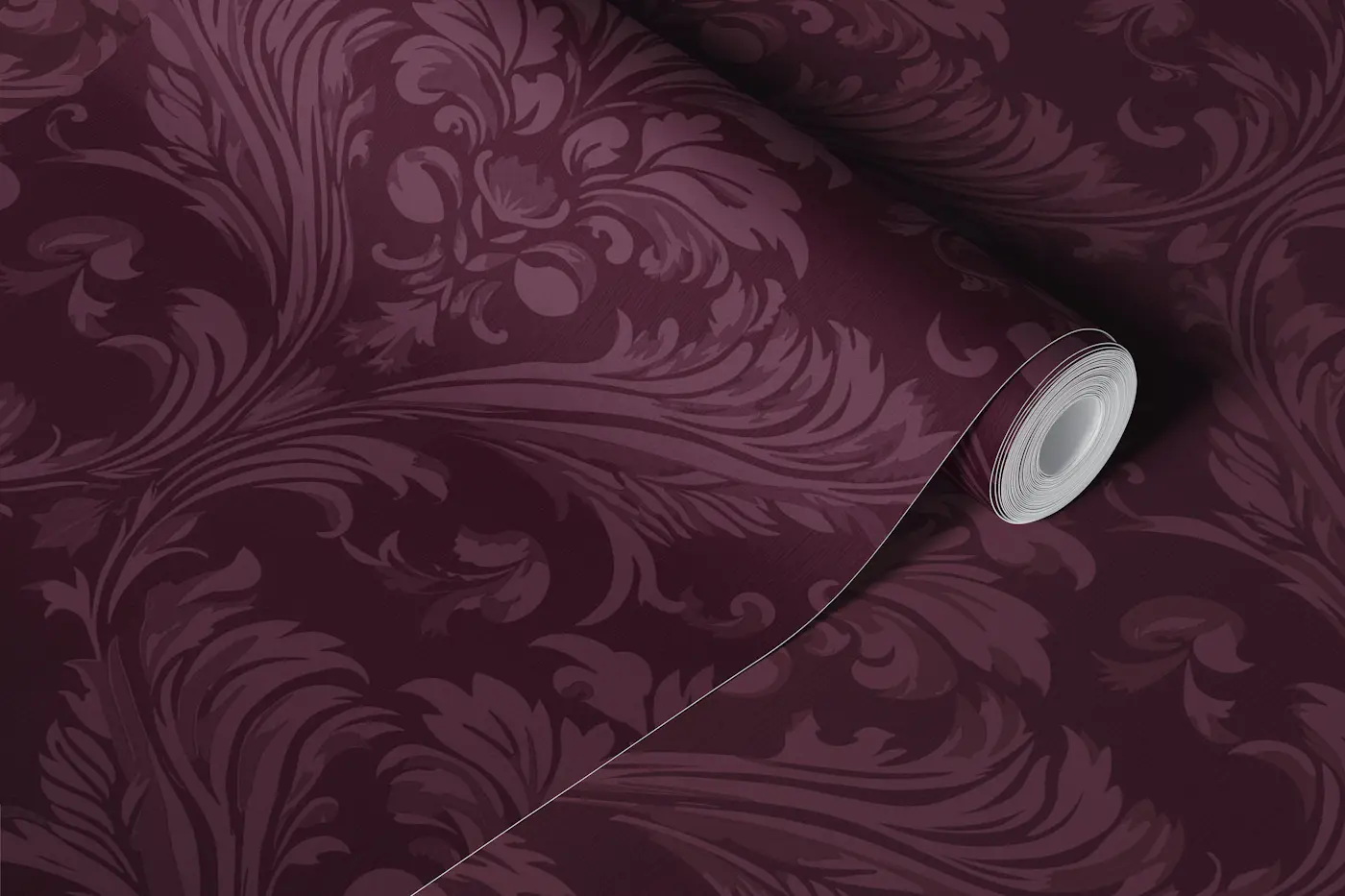 Moody Plum Damask Texture wallpaper roll