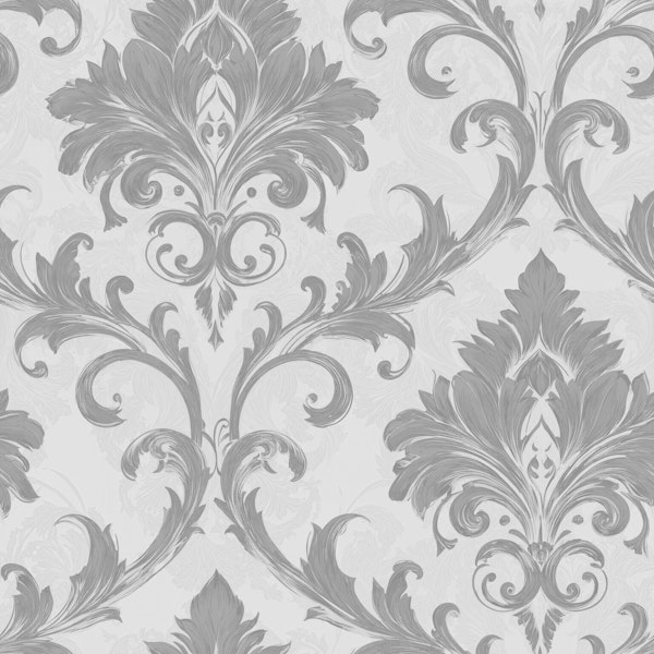 Silver Gray Damask Flourish