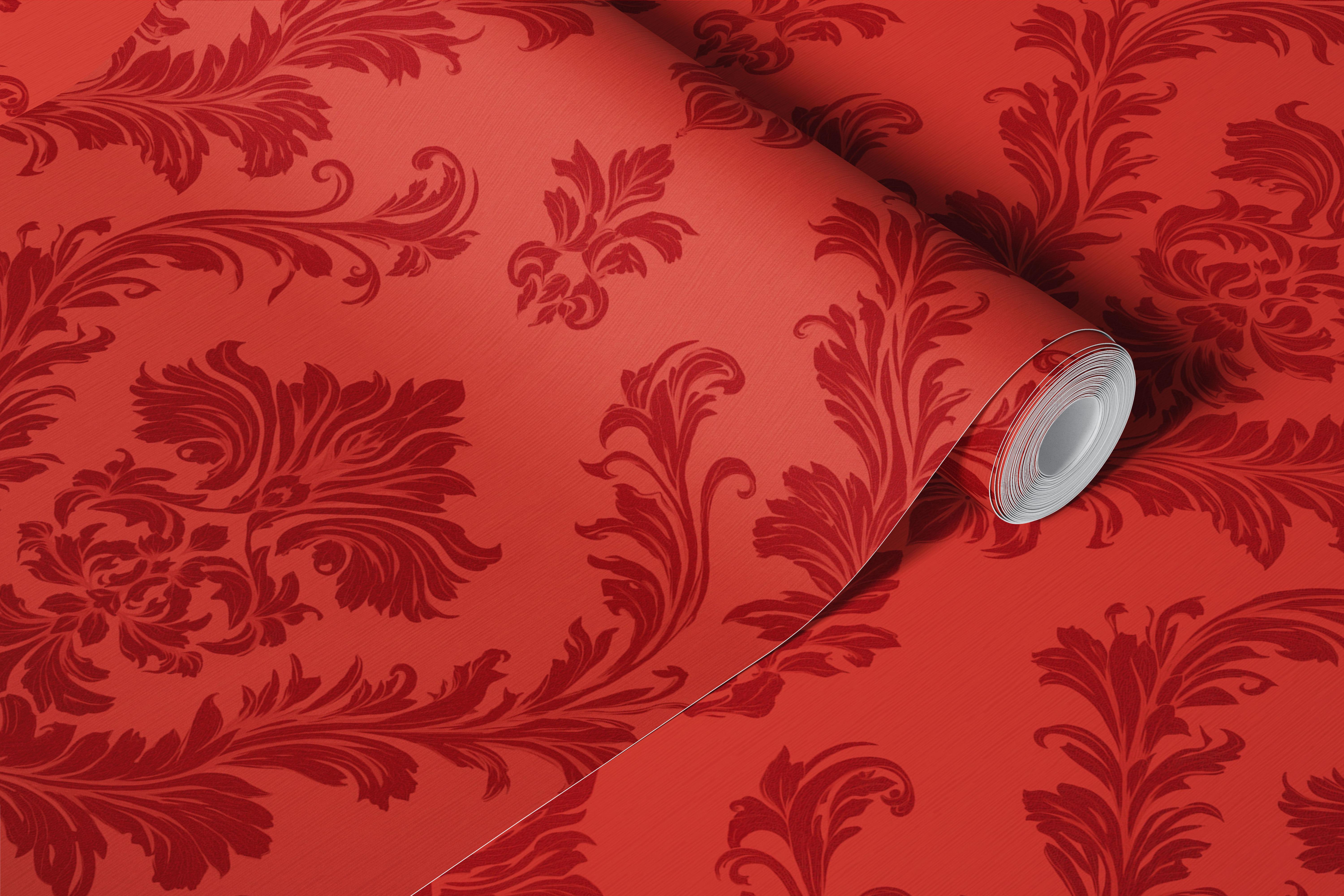 Classic Victorian Damask Red wallpaper in a room
