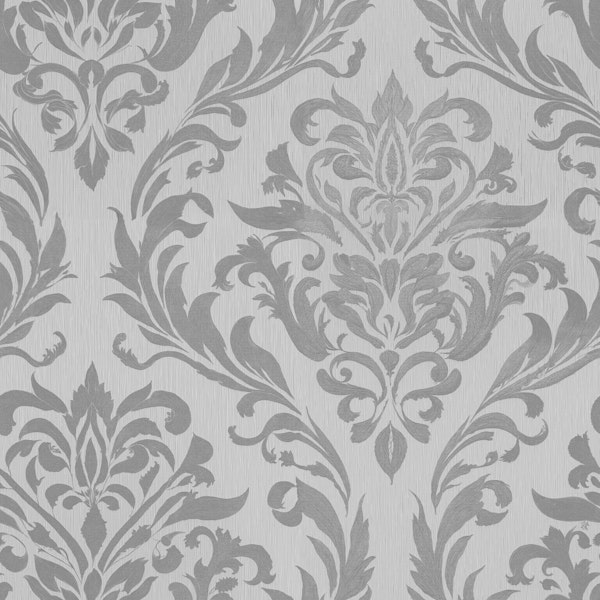 Luxurious Gray Botanical Damask