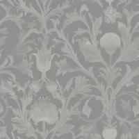 Soft Gray Victorian Florals behang