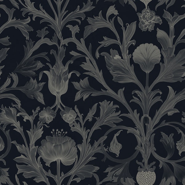 Moody Deep Blue Victorian Florals
