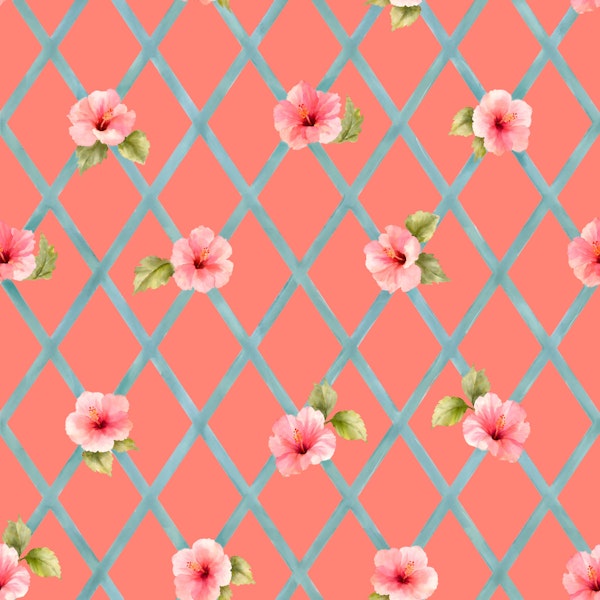 Coral Hibiscus Trellis
