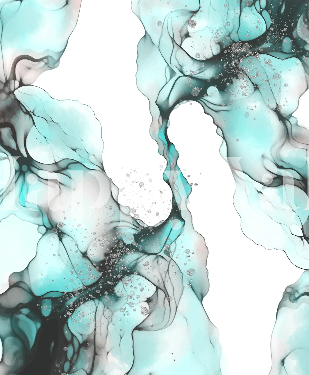Ice Blue Fluid Marble wallpaper in a room