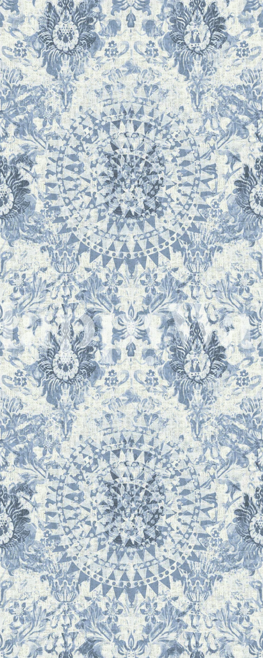 French Blue Ornate Medallion behang