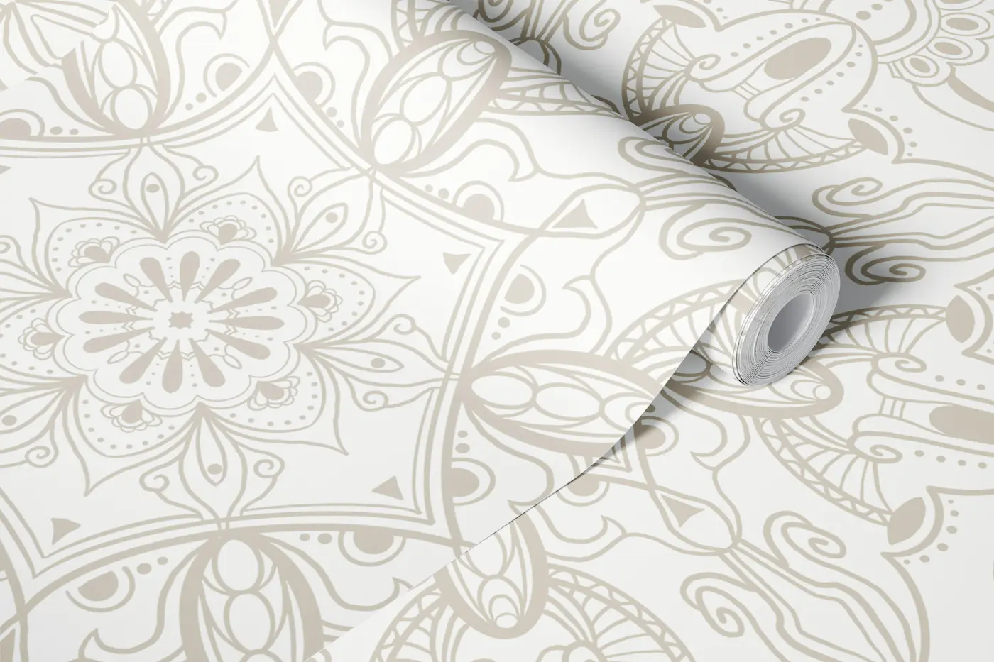 Zen Mandala in Warm Taupe wallpaper roll