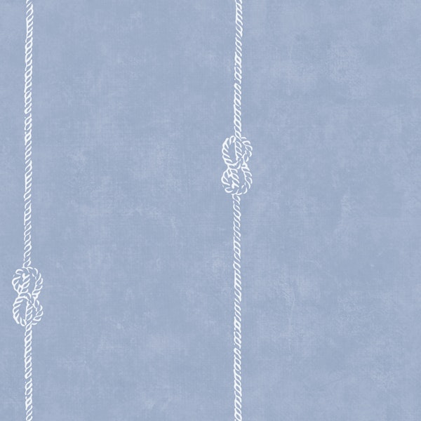 Classic Nautical Rope Stripes - Misty Blue