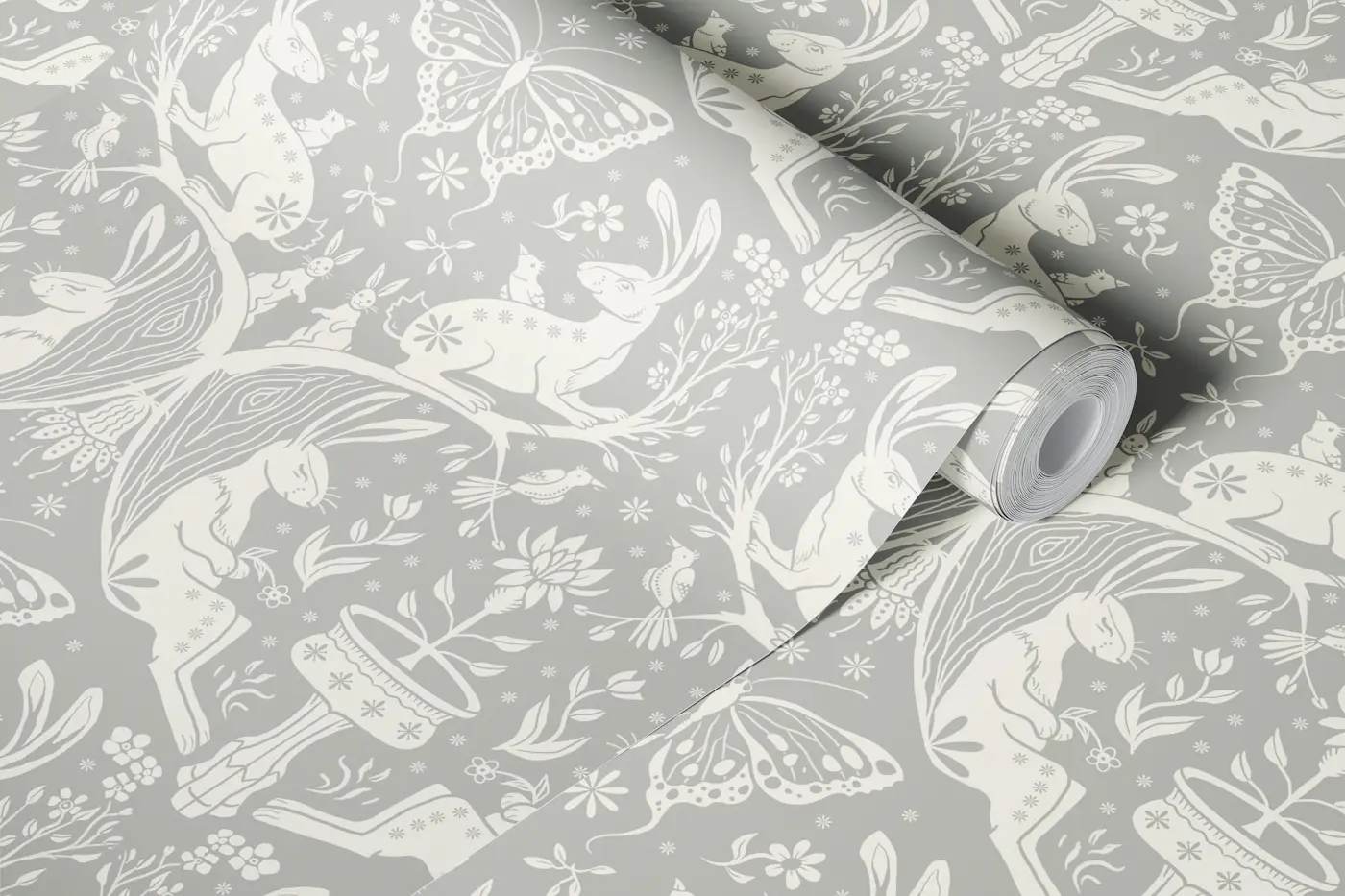 Whimsical Forest Rabbits wallpaper roll