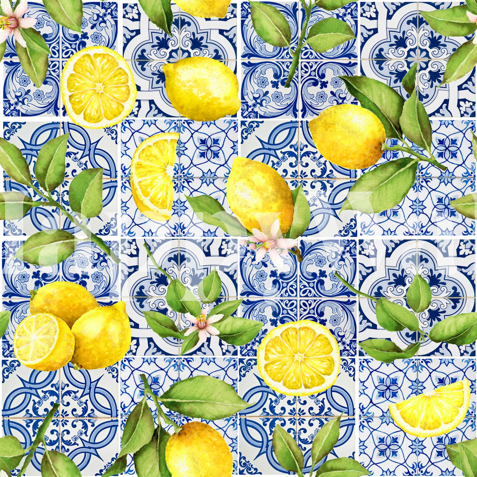 Mediterranean Summer Tiles Pattern - Happywall