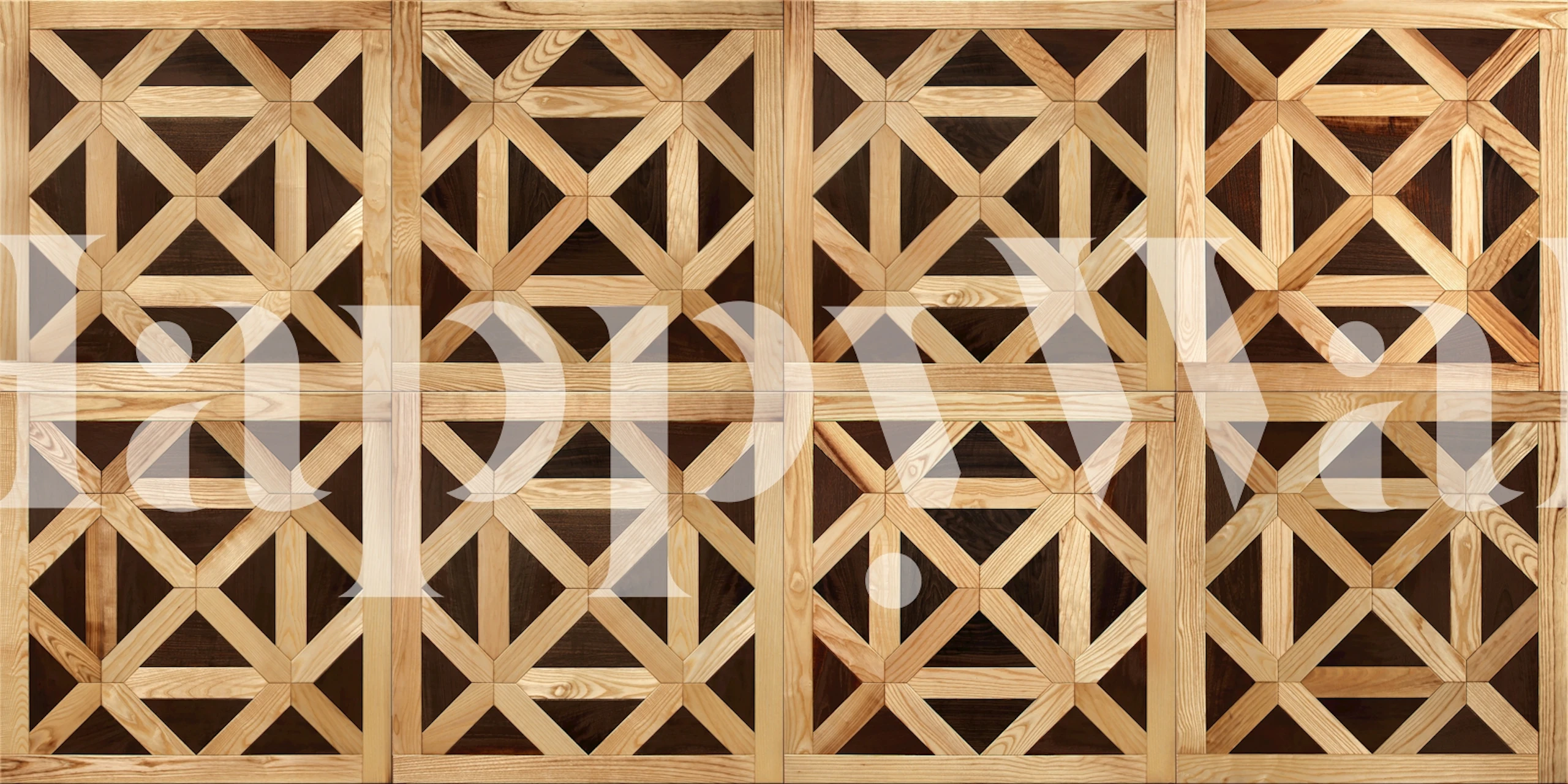 Geometric Wood Panel wallpaper in a room