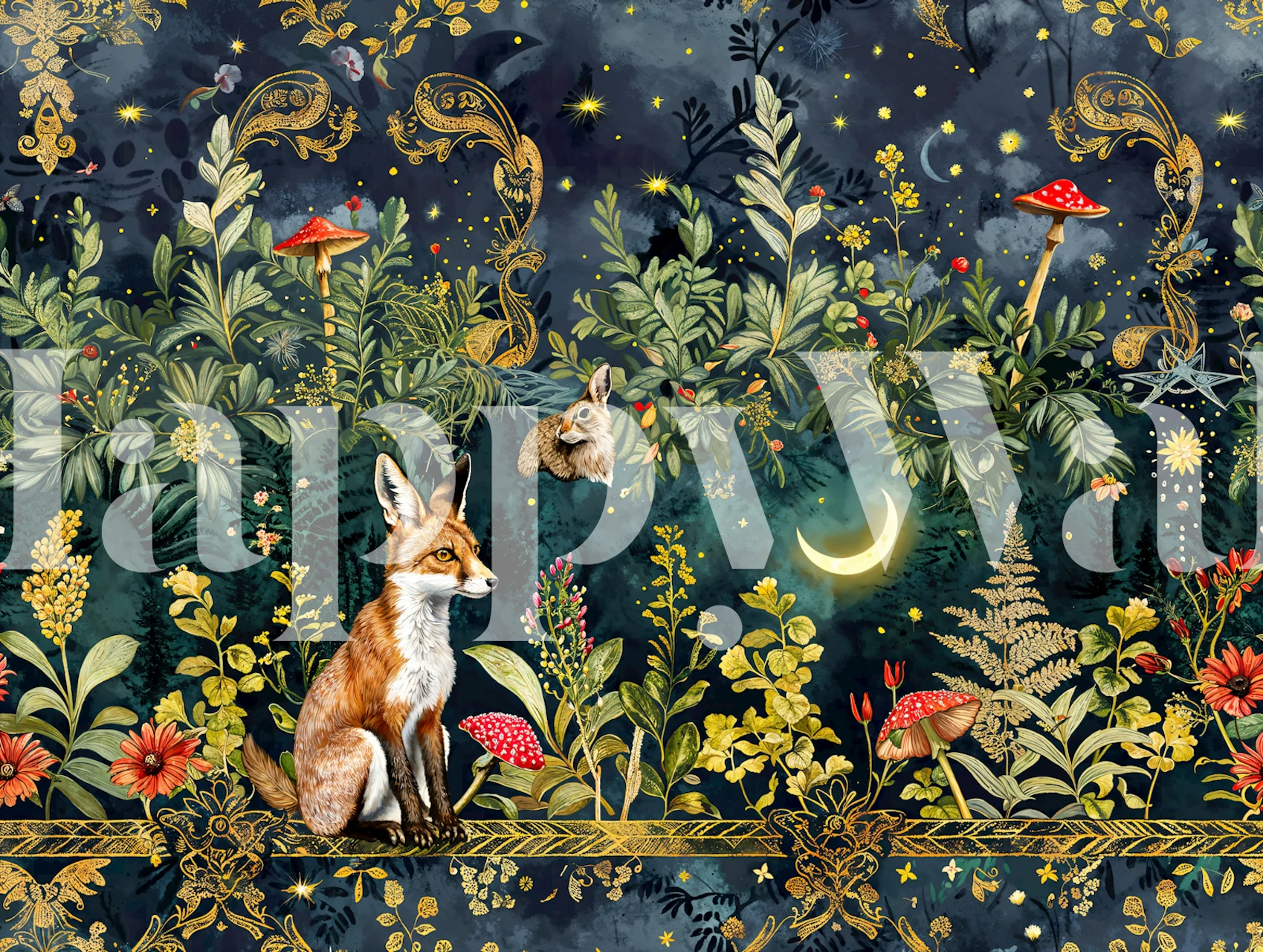 Midnight Forest Botanicals Gold tapetas