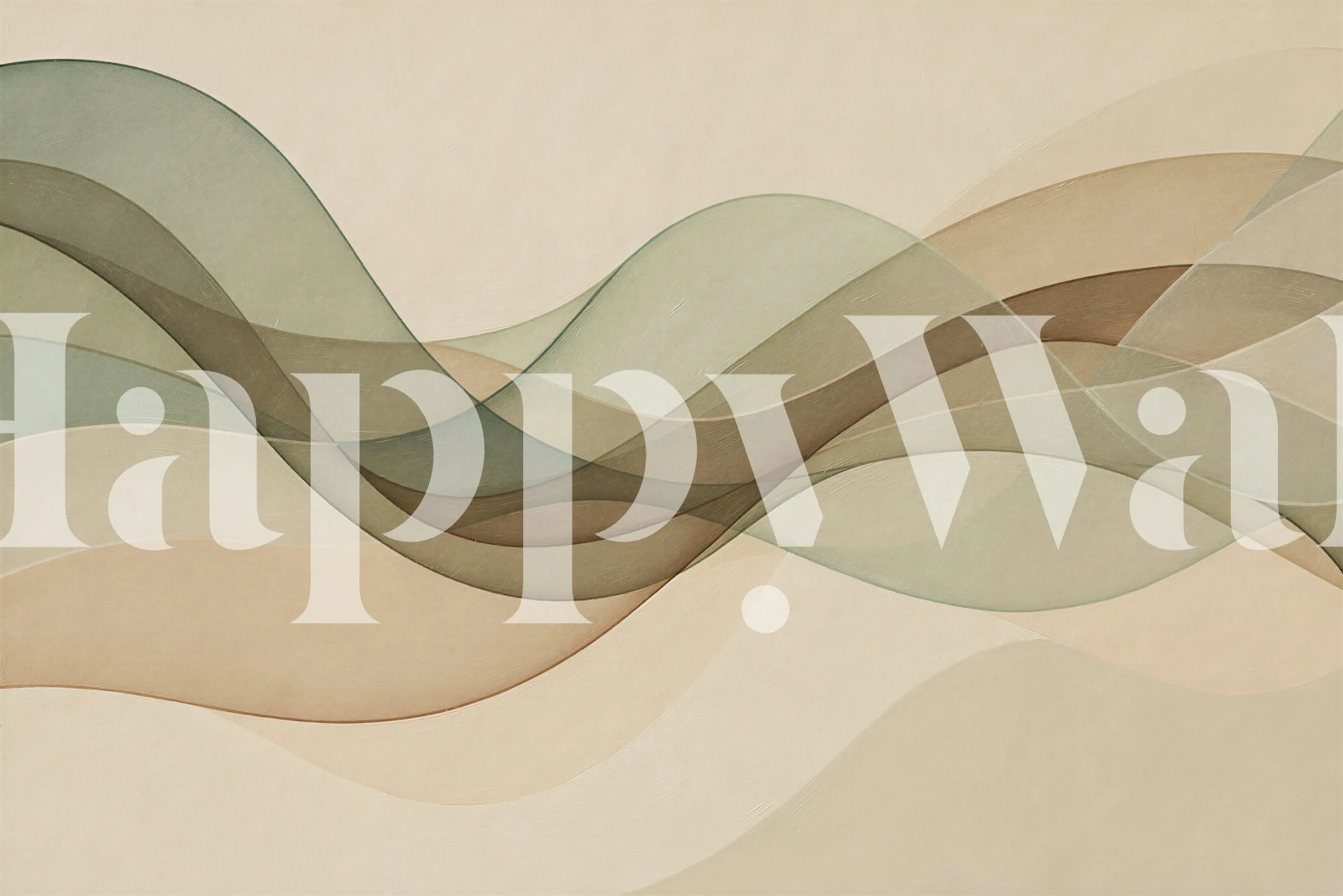 Muted Sage Waves wallpaper in a room