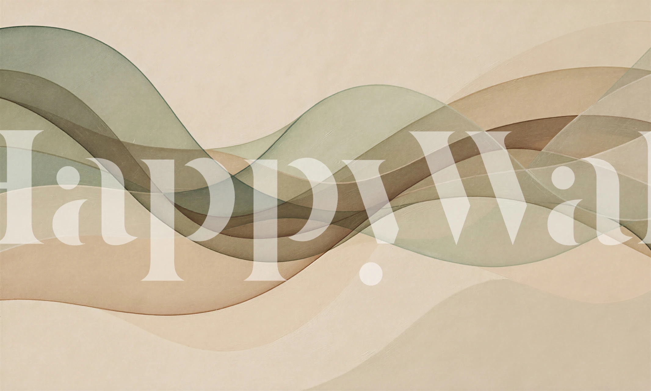 Muted Sage Waves behang in een kamer