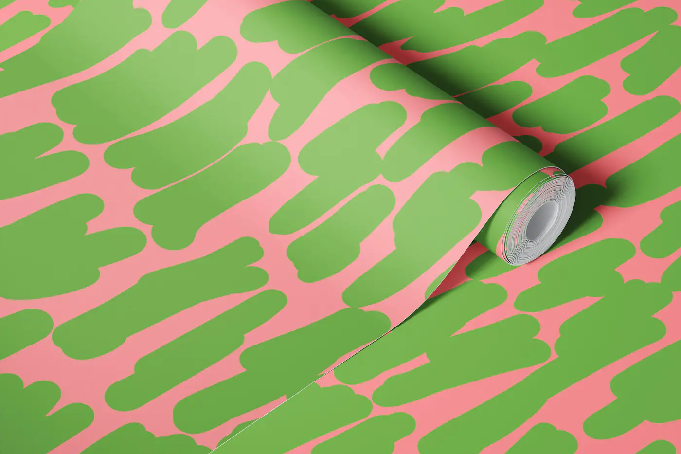 Marcus - Pink and Green Brush Strokes wallpaper roll