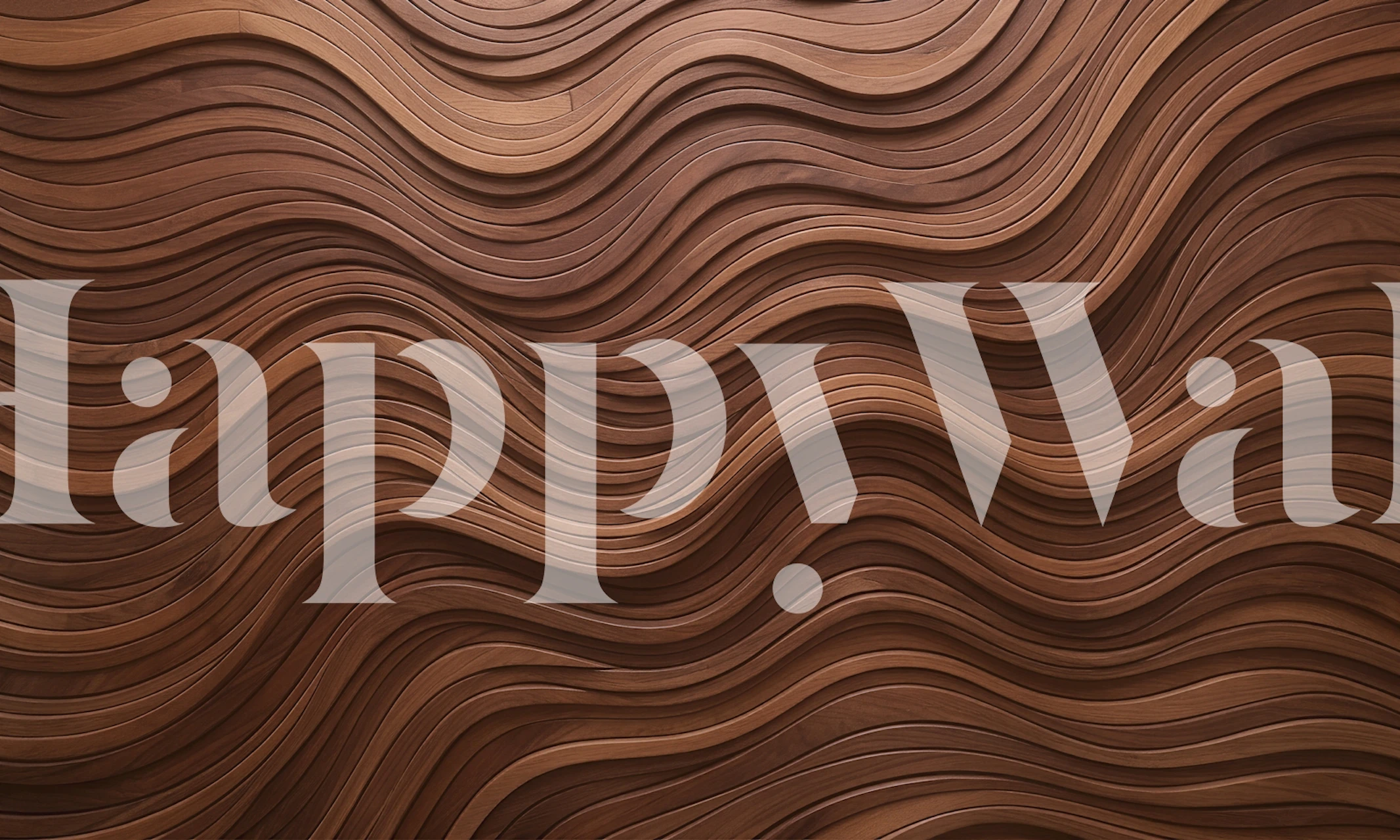 Walnut Wood Wave Texture wallpaper in a room