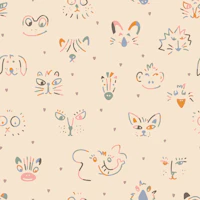 Cute animal faces warm earthy tapete