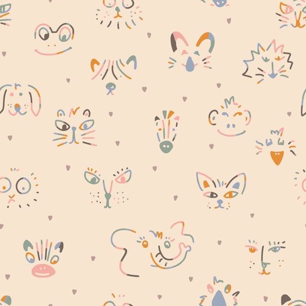 Cute animal faces warm earthy