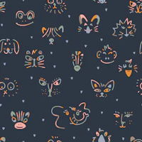 Cute animal faces dark moody tapete