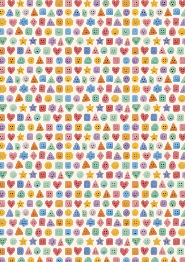 Cute Watercolor Emoji Grid