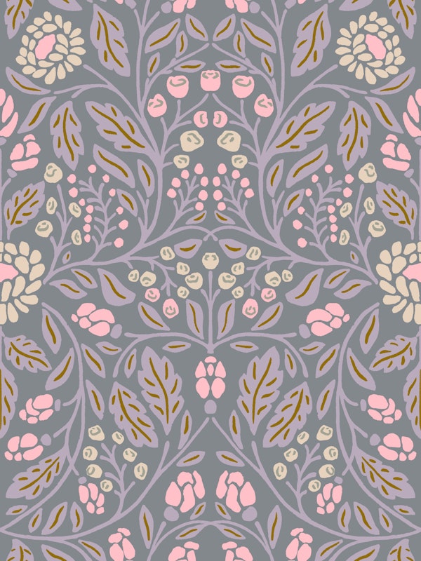 Romantic Damask Pink Lavender Gray Cream
