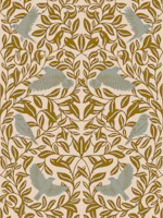 Autumn Flying Birds Mustard Olive Cream Folk tapet