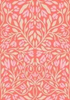 Vibrant Coral Pink Damask Folk Vintage wallpaper
