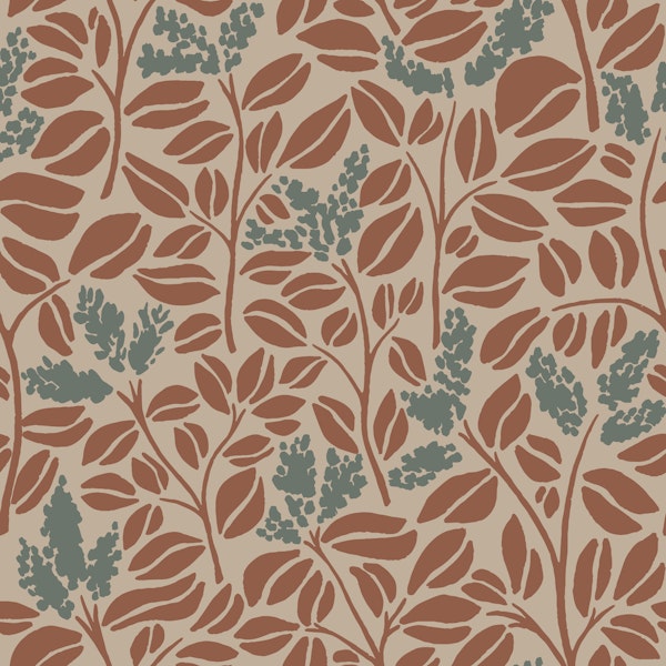 Boho Rust Leaves Sage Tan Botanical Modern