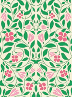 Pink Green Morris Vine Floral Pattern tapeet