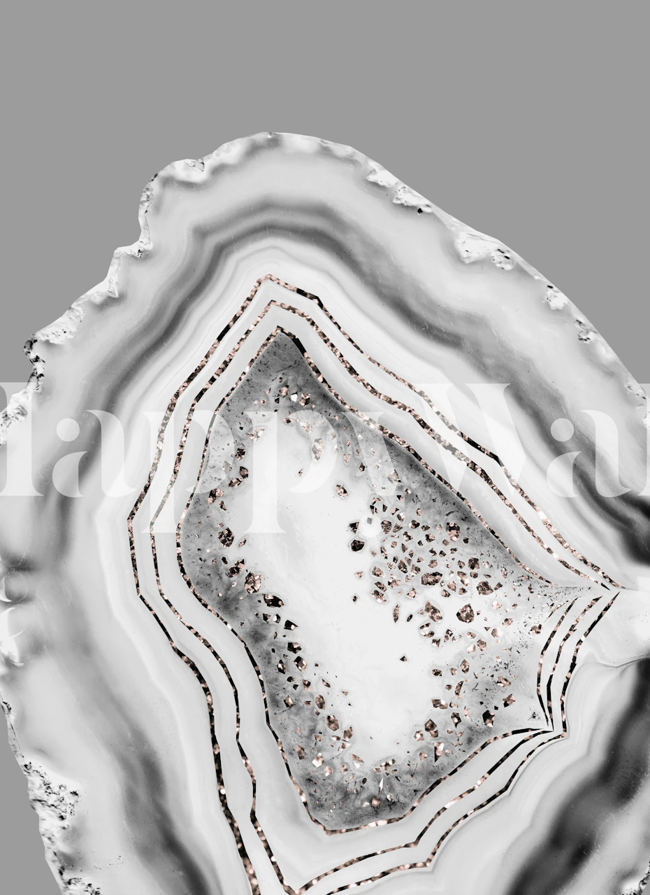 White agate and rose gold abstract pattern wallpaper