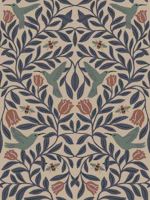 Hummingbird Tulip Bee Damask Mural tapetas