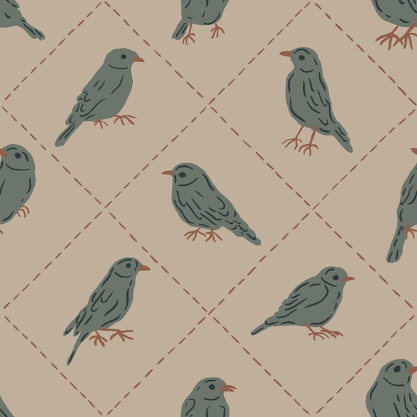Sage Sparrow Diamond Grid Pattern