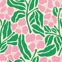 Bold Pink Green Matisse Floral Mural wallpaper