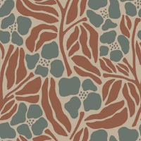 Terracotta Sage Matisse Floral Mural tapet