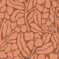 Rust Monochrome Matisse Floral Mural wallpaper
