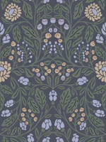 Navy Lavender Symmetric Floral Damask tapet