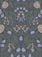 Navy Lavender Symmetric Floral Damask