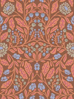 Terracotta Lilac Floral Damask Mural behang