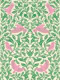 Pink Green Songbird Foliage Mural