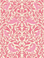 Hot Pink Songbird Foliage Mural tapet